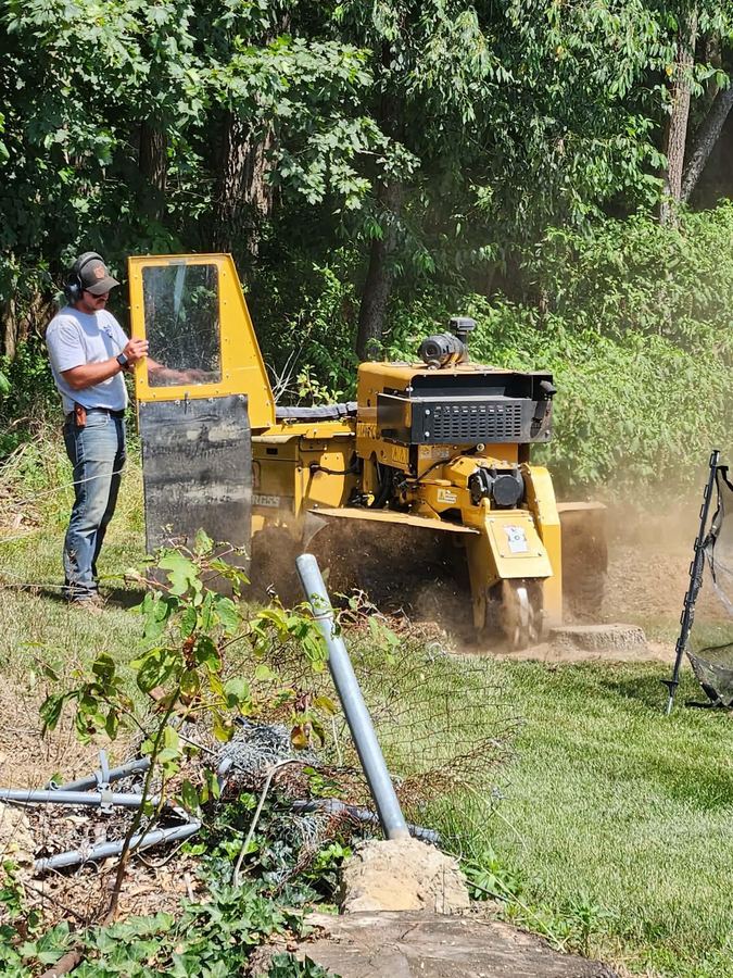 C4 Land Solutions operator grinding a stump with the Rayco RG55