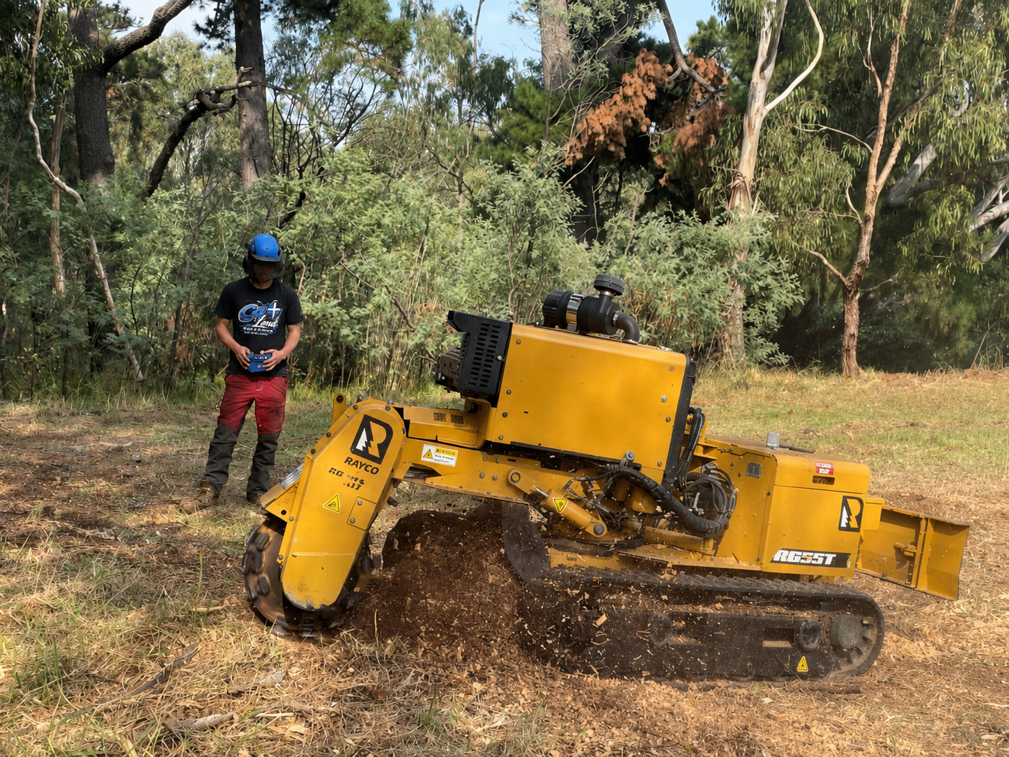 C4 Land Solutions stump grinding operation